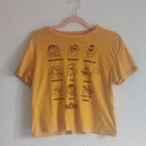 Cropped Short Sleeved Yellow-Gold Shirt with characters from Sesame Street